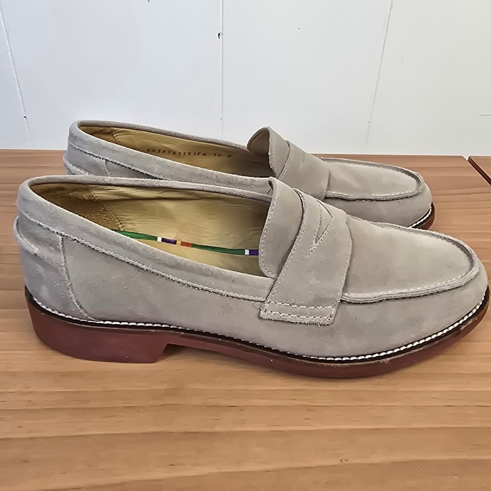 Polo Ralph Lauren Mens 10 Suede Leather Penny Loafers Shoes Brick Rubber Sole - Picture 7 of 11